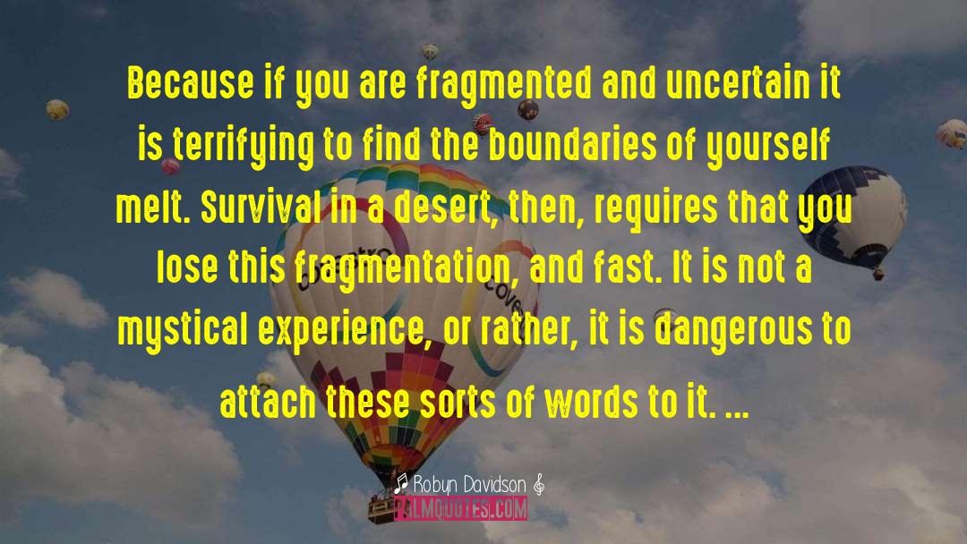 Robyn Davidson Quotes: Because if you are fragmented