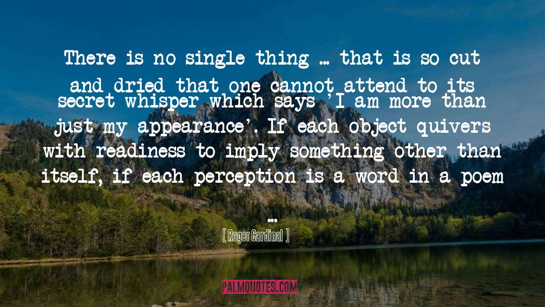 Roger Cardinal Quotes: There is no single thing