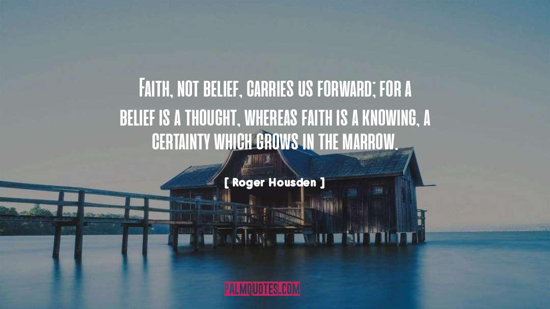 Roger Housden Quotes: Faith, not belief, carries us
