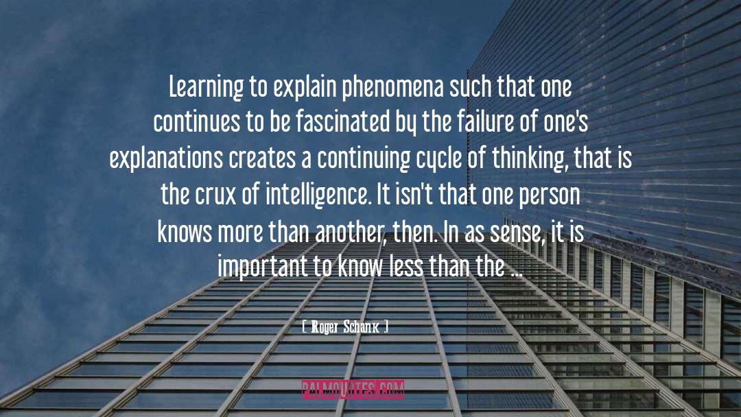 Roger Schank Quotes: Learning to explain phenomena such
