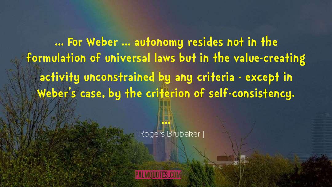 Rogers Brubaker Quotes: ... For Weber ... autonomy