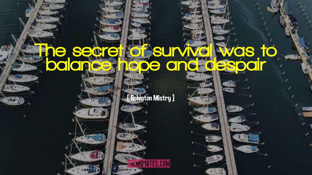 Rohinton Mistry Quotes: The secret of survival was