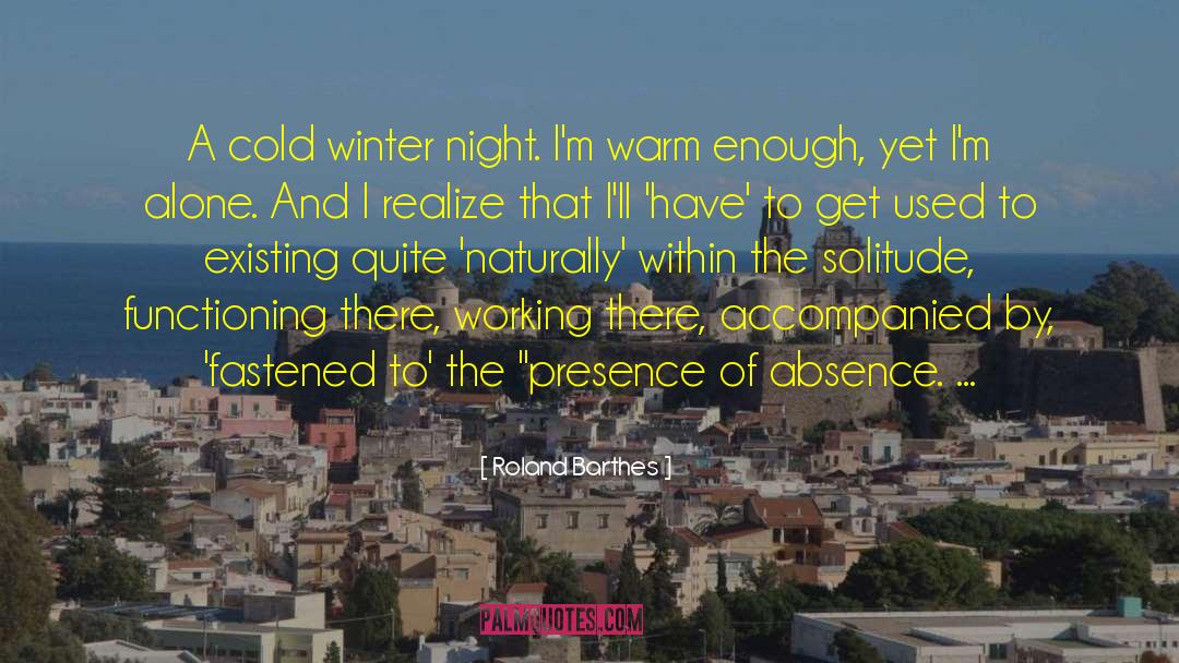 Roland Barthes Quotes: A cold winter night. I'm