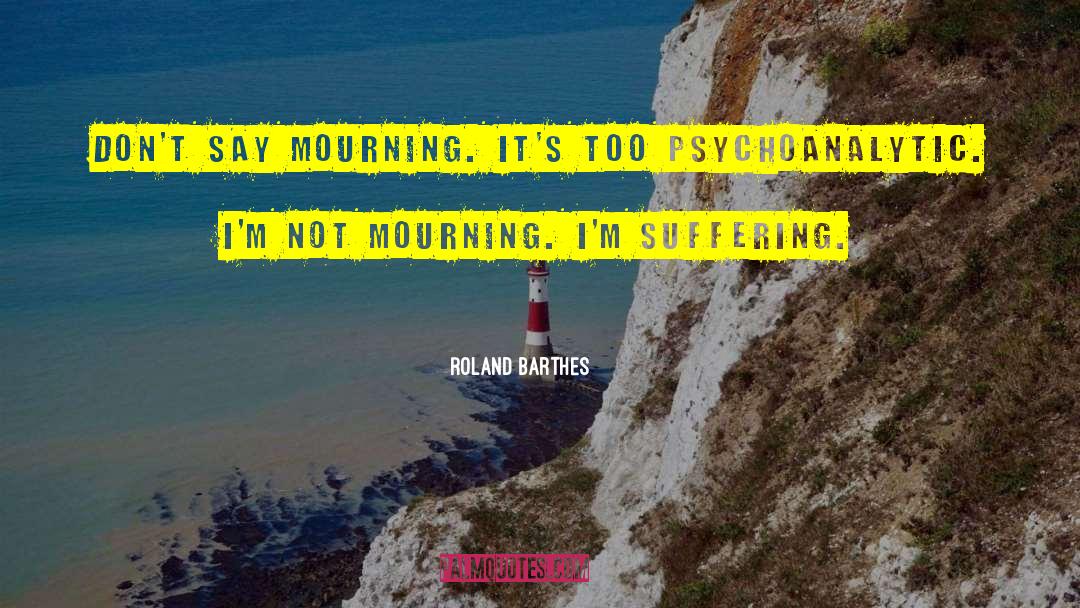 Roland Barthes Quotes: Don't say mourning. It's too