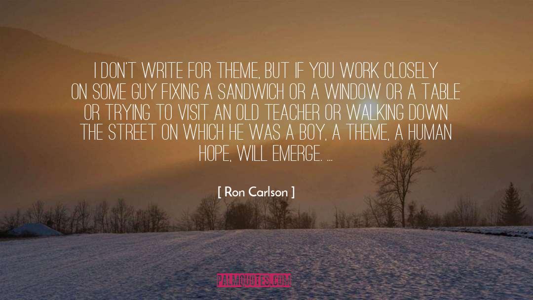 Ron Carlson Quotes: I don't write for theme,