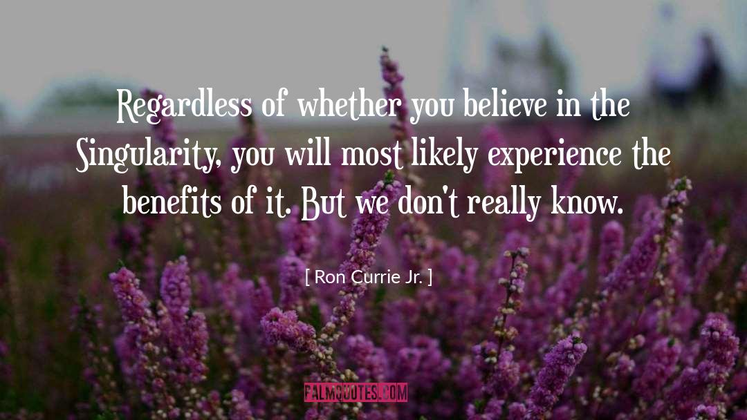 Ron Currie Jr. Quotes: Regardless of whether you believe