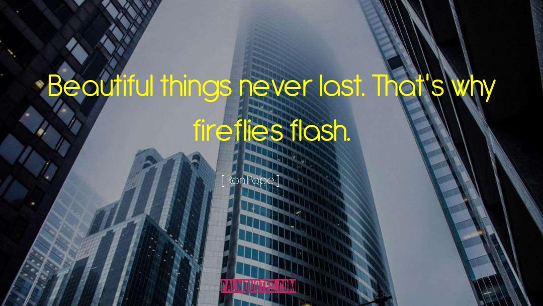 Ron Pope Quotes: Beautiful things never last. That's