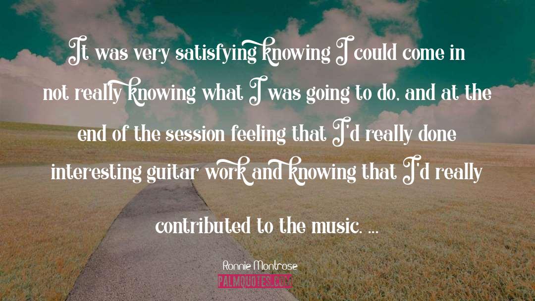 Ronnie Montrose Quotes: It was very satisfying knowing