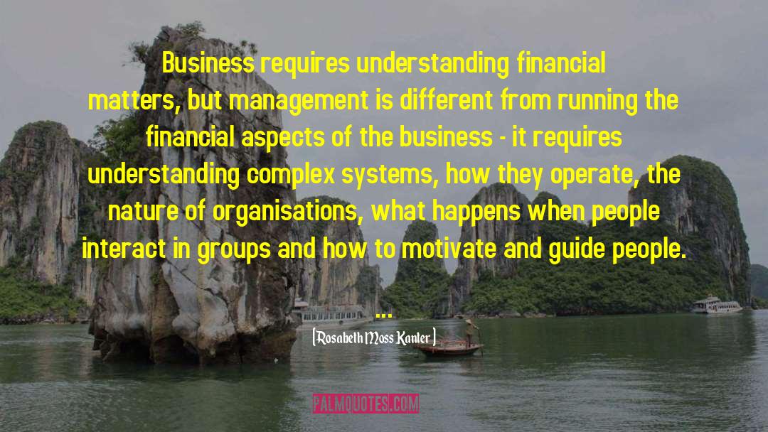 Rosabeth Moss Kanter Quotes: Business requires understanding financial matters,
