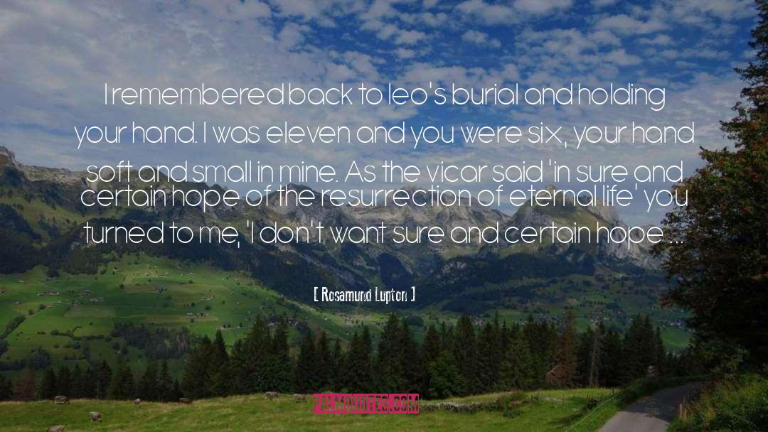 Rosamund Lupton Quotes: I remembered back to leo's