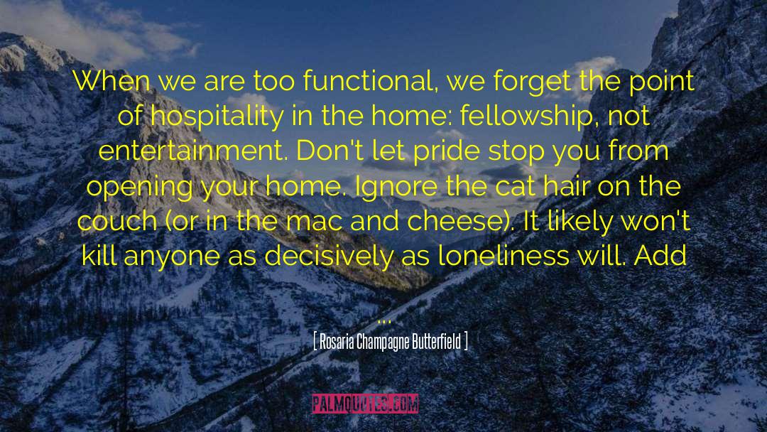 Rosaria Champagne Butterfield Quotes: When we are too functional,
