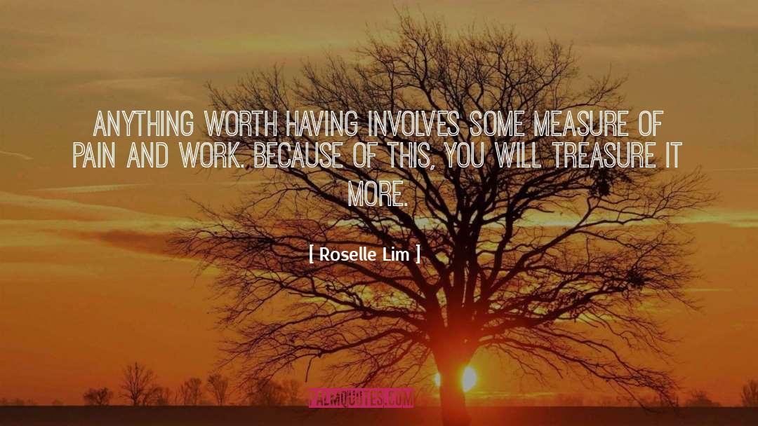 Roselle Lim Quotes: Anything worth having involves some