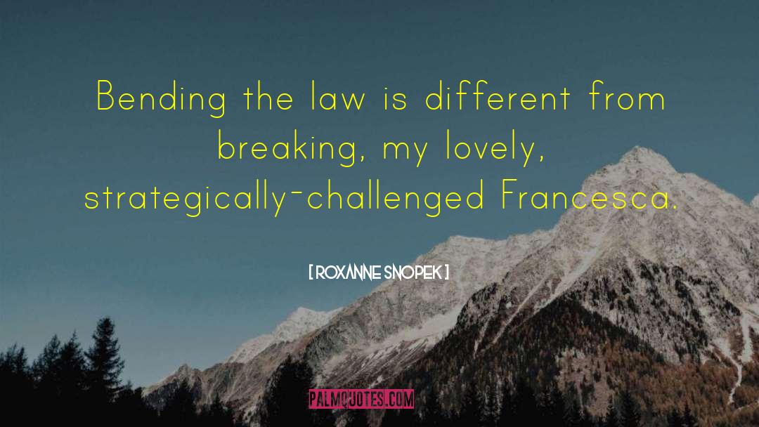 Roxanne Snopek Quotes: Bending the law is different