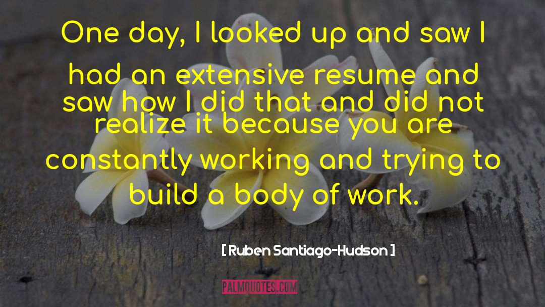 Ruben Santiago-Hudson Quotes: One day, I looked up