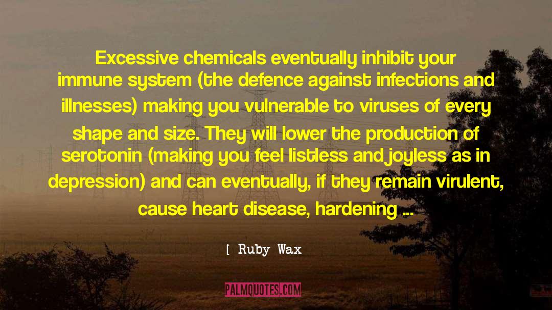 Ruby Wax Quotes: Excessive chemicals eventually inhibit your