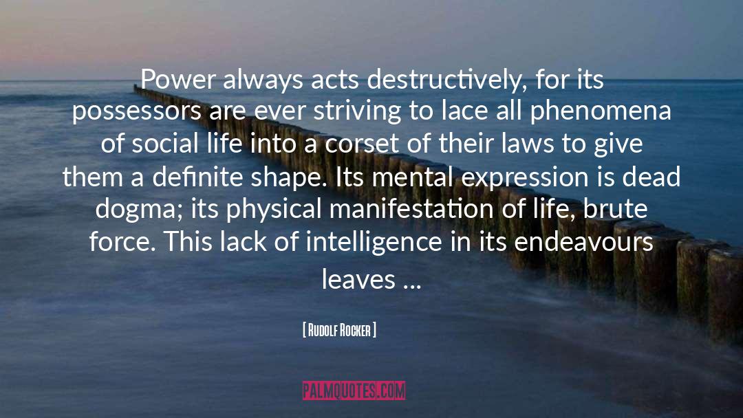 Rudolf Rocker Quotes: Power always acts destructively, for