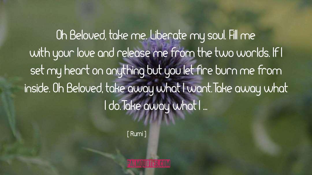 Rumi Quotes: Oh Beloved, take me. Liberate