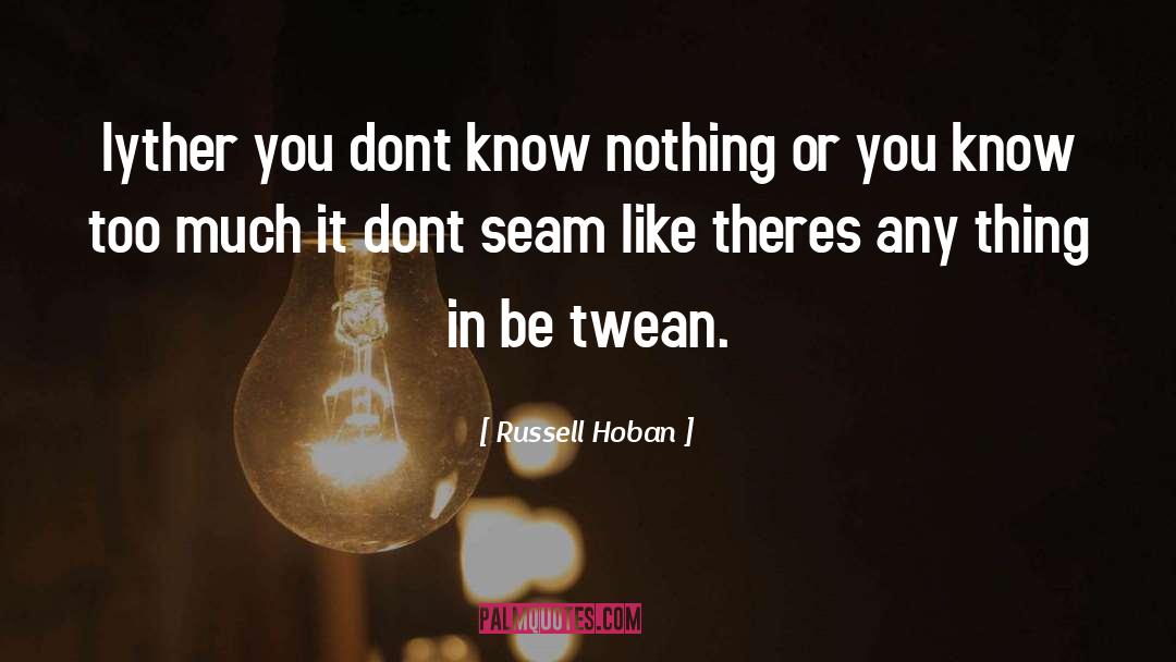 Russell Hoban Quotes: Iyther you dont know nothing