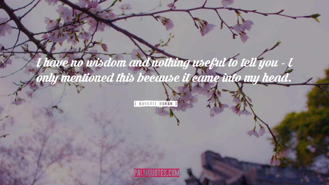 Russell Hoban Quotes: I have no wisdom and