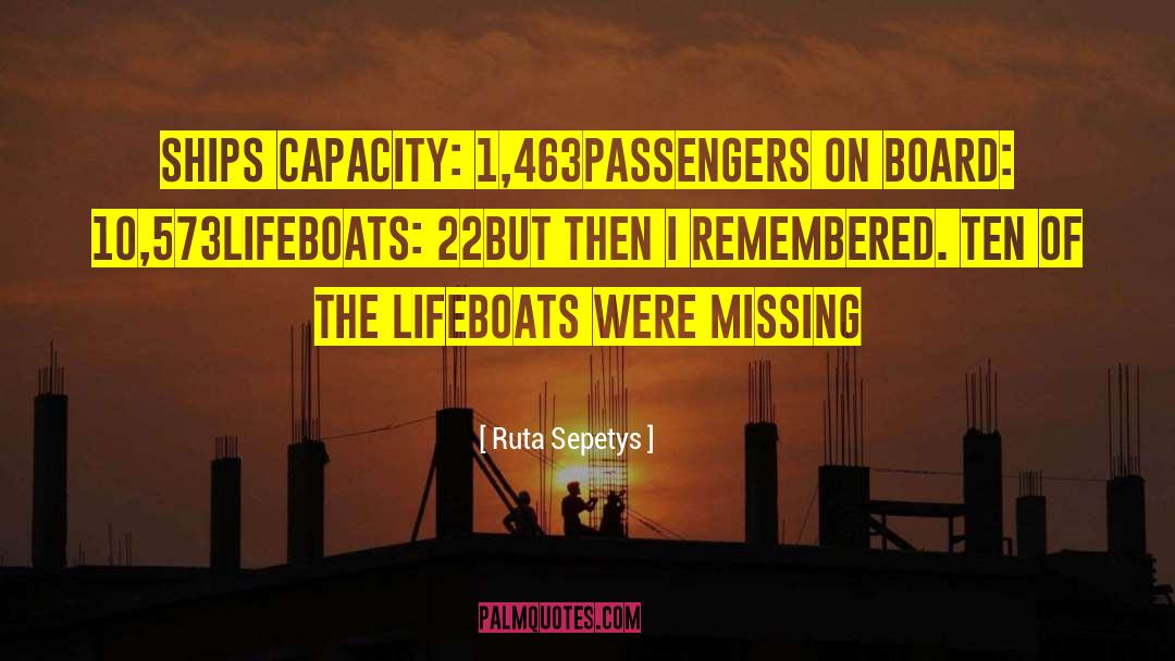 Ruta Sepetys Quotes: Ships capacity: 1,463<br />Passengers on