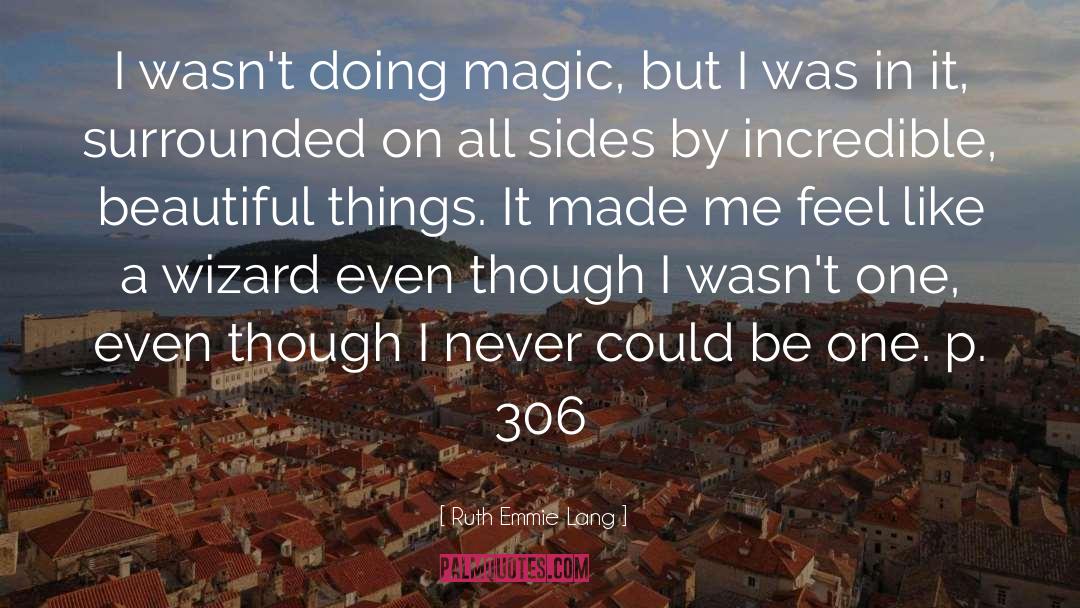 Ruth Emmie Lang Quotes: I wasn't doing magic, but