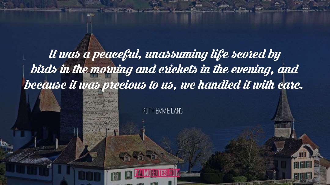 Ruth Emmie Lang Quotes: It was a peaceful, unassuming