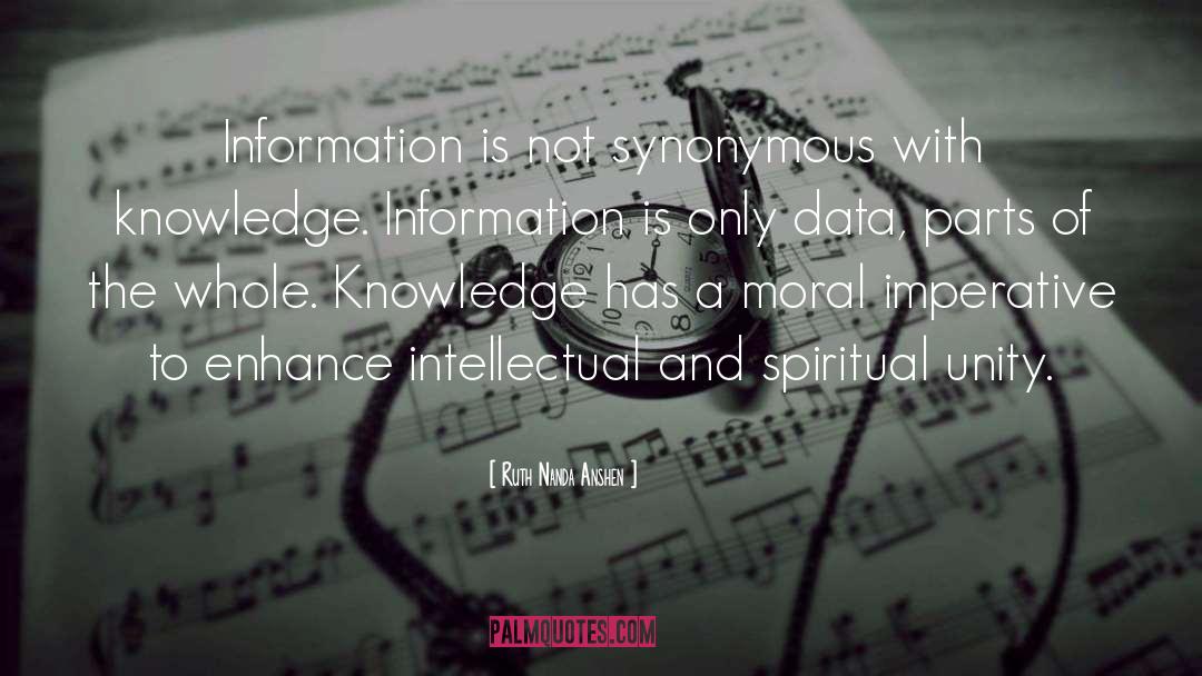 Ruth Nanda Anshen Quotes: Information is not synonymous with