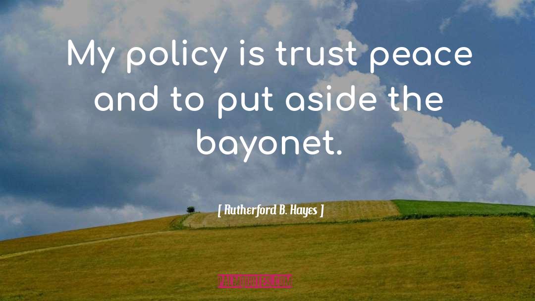 Rutherford B. Hayes Quotes: My policy is trust peace