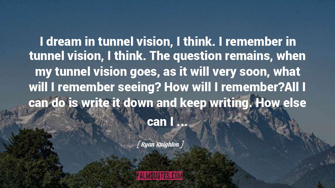 Ryan Knighton Quotes: I dream in tunnel vision,