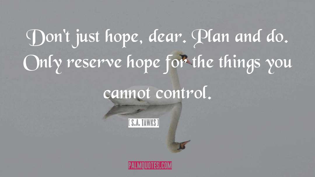 S.A. Tawks Quotes: Don't just hope, dear. Plan