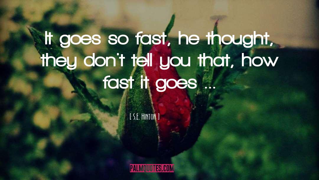 S.E. Hinton Quotes: It goes so fast, he