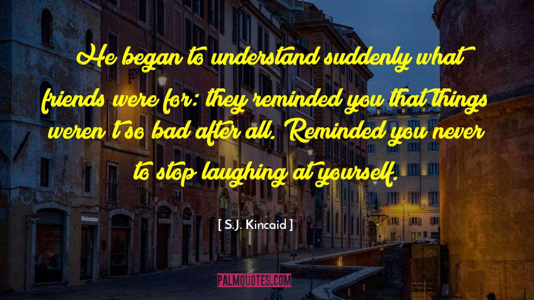 S.J. Kincaid Quotes: He began to understand suddenly