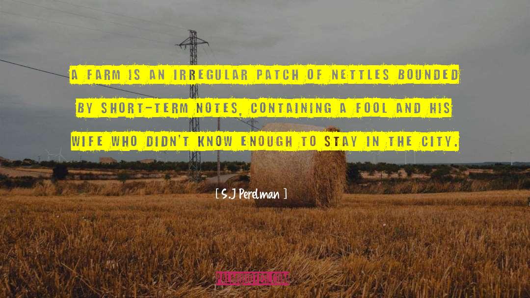 S.J Perelman Quotes: A farm is an irregular