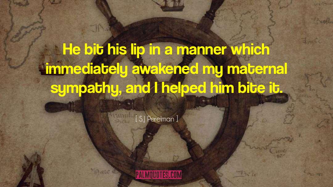 S.J Perelman Quotes: He bit his lip in