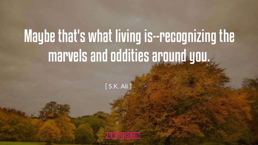 S.K. Ali Quotes: Maybe that's what living is--recognizing