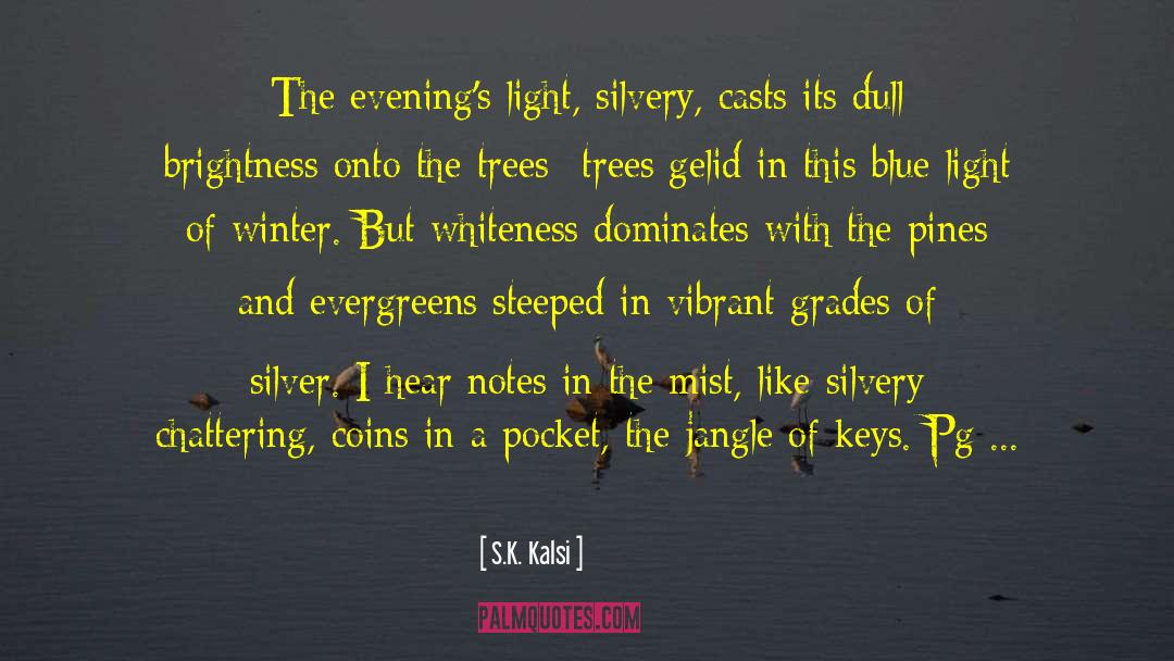 S.K. Kalsi Quotes: The evening's light, silvery, casts