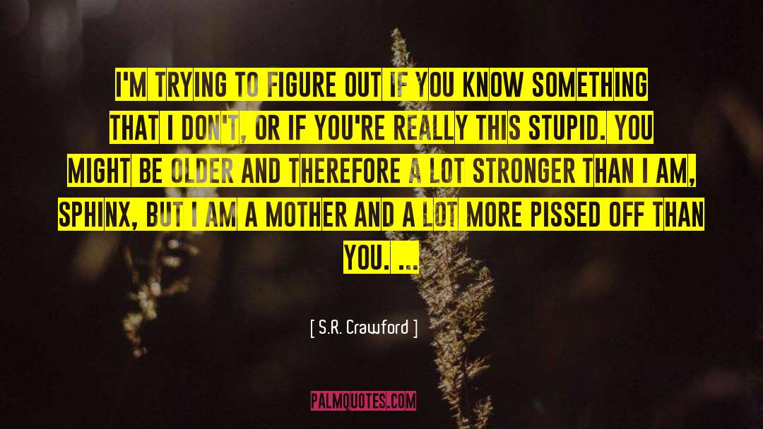 S.R. Crawford Quotes: I'm trying to figure out