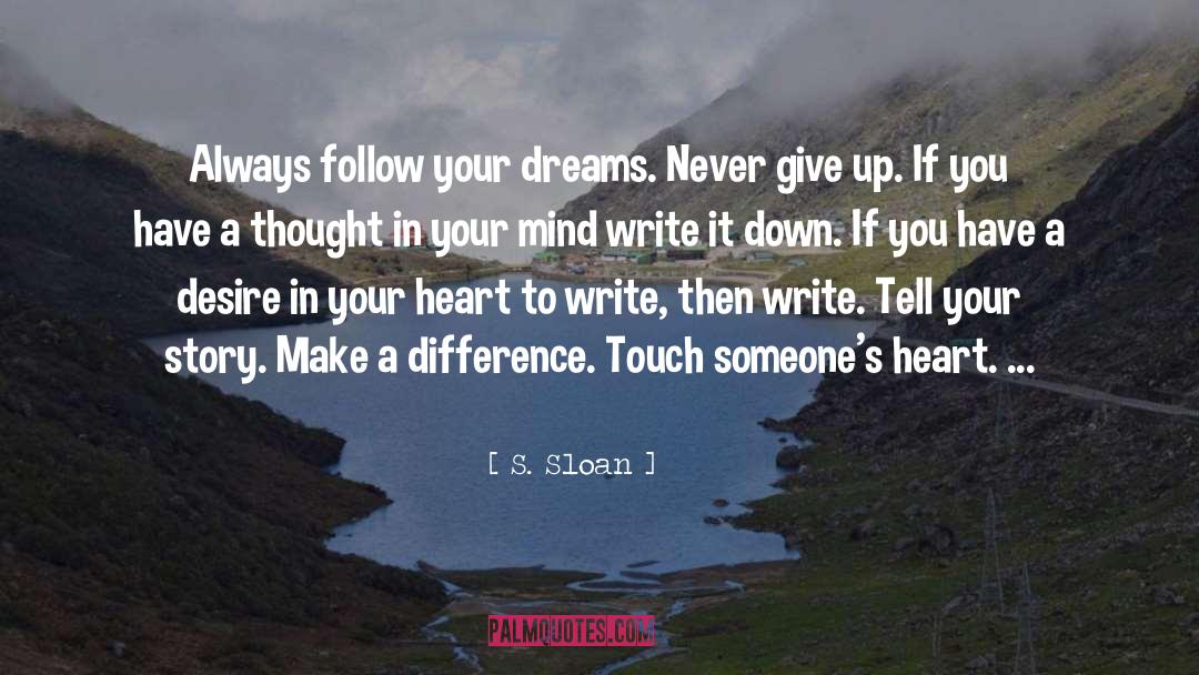 S. Sloan Quotes: Always follow your dreams. Never