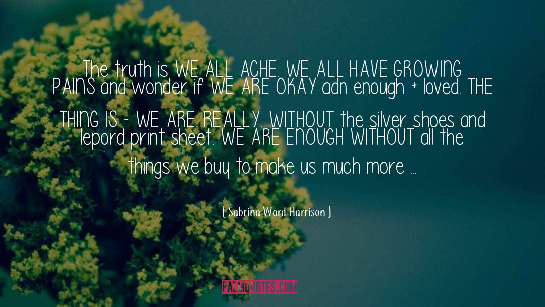 Sabrina Ward Harrison Quotes: The truth is WE ALL