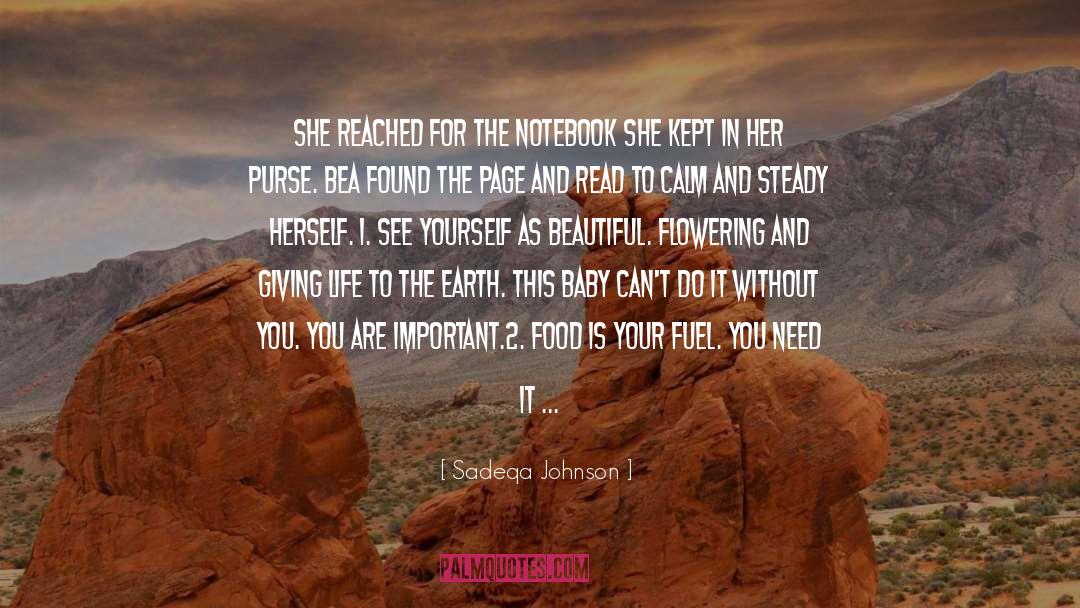 Sadeqa Johnson Quotes: She reached for the notebook