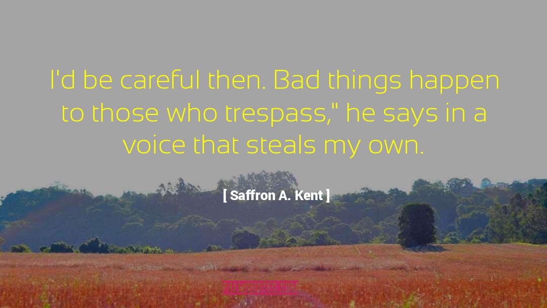 Saffron A. Kent Quotes: I'd be careful then. Bad
