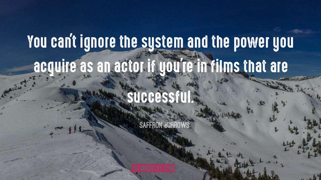 Saffron Burrows Quotes: You can't ignore the system