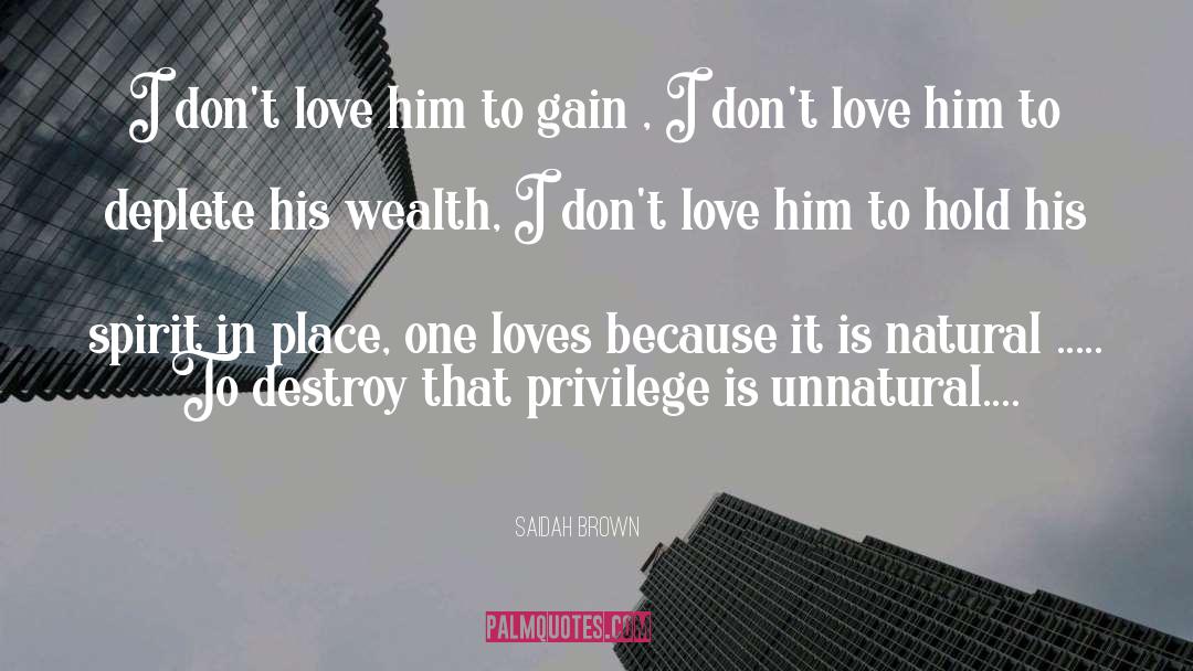 Saidah Brown Quotes: I don't love him to