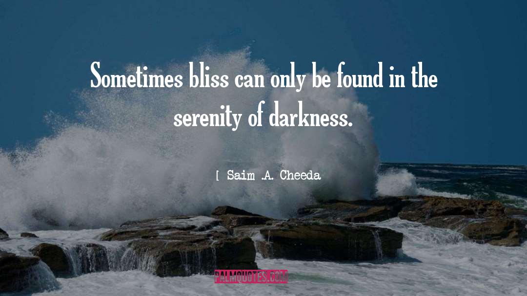 Saim .A. Cheeda Quotes: Sometimes bliss can only be