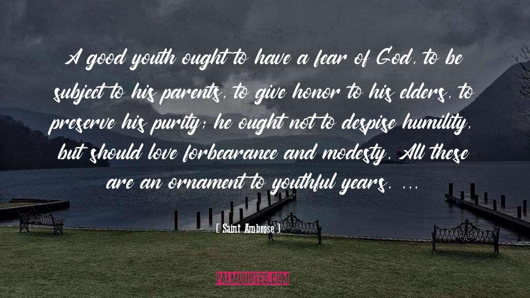 Saint Ambrose Quotes: A good youth ought to