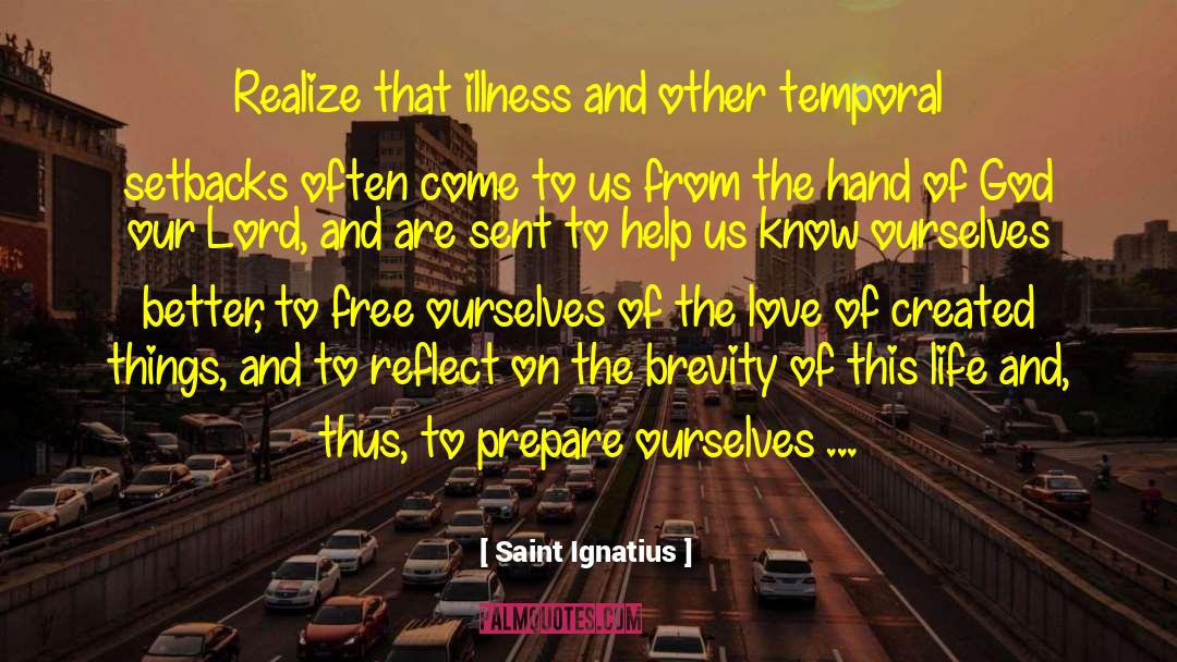 Saint Ignatius Quotes: Realize that illness and other