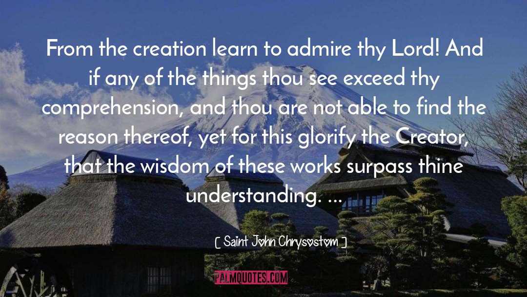 Saint John Chrysostom Quotes: From the creation learn to
