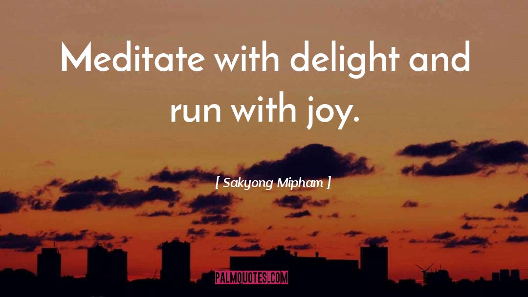 Sakyong Mipham Quotes: Meditate with delight and run