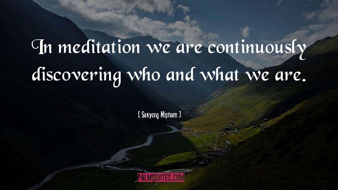 Sakyong Mipham Quotes: In meditation we are continuously