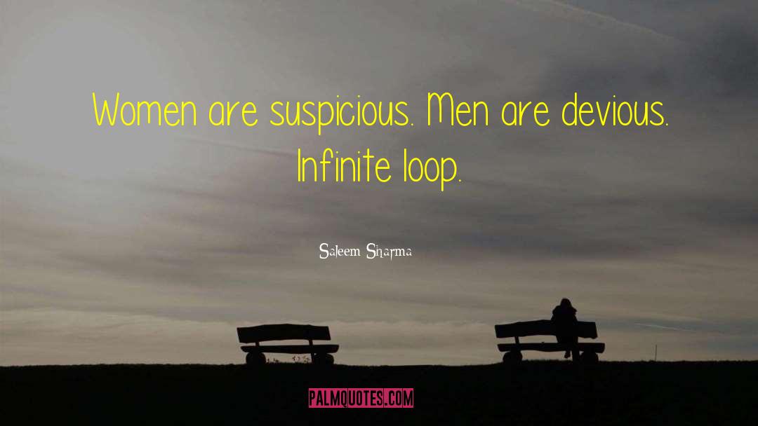 Saleem Sharma Quotes: Women are suspicious. Men are